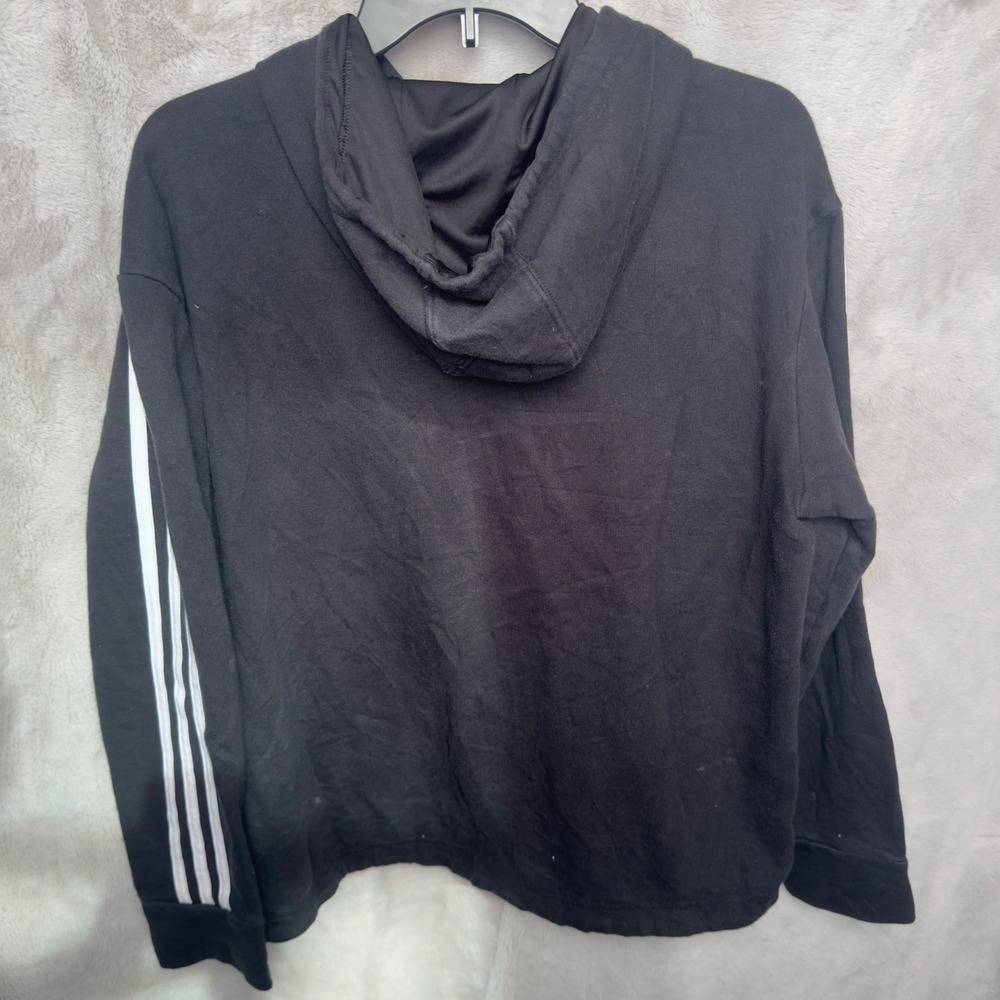Adidas Essential Logo Hoodie Men's‎ XL Black Pullover Sweatshirt 3-Stripe - Picture 6 of 6